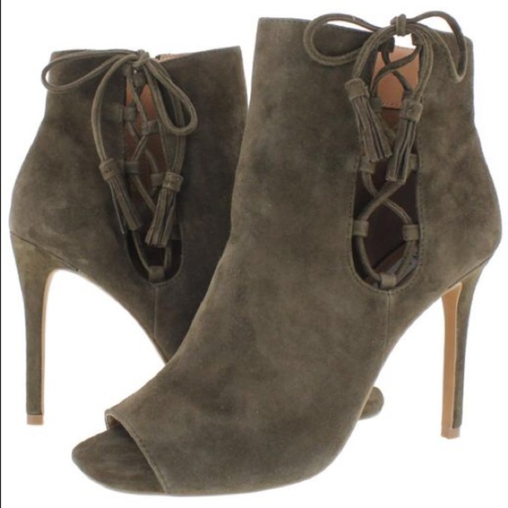 **Steve Madden Olive Green Suede Booties**